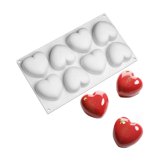 Molde de 8 corazones de silicona