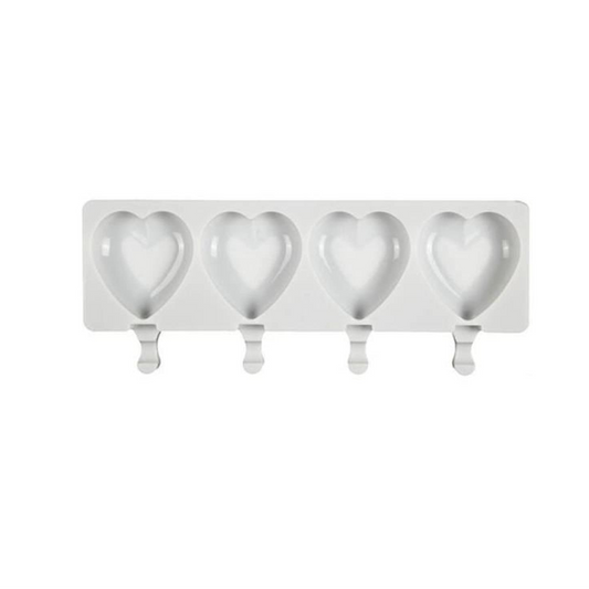 Molde de paleta de 4 corazones de silicona